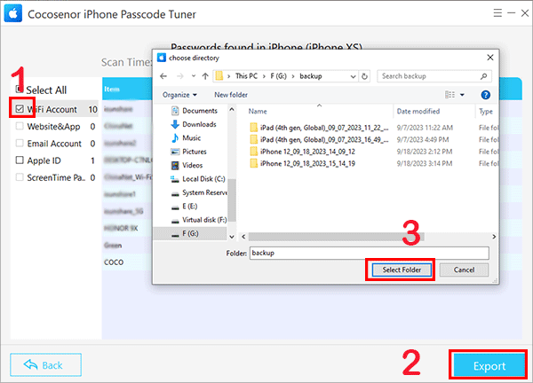 export iPhone passwords