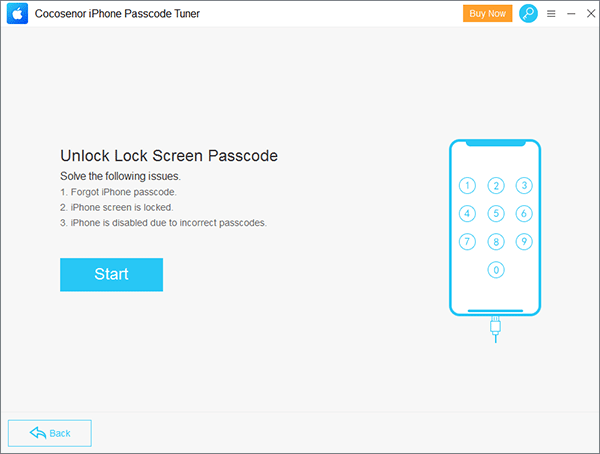 click start to remove screen pascode