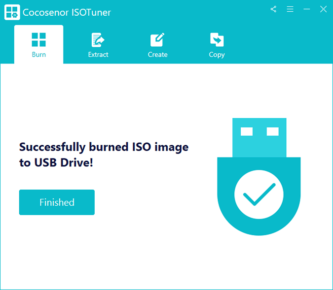 burn ISO image to USB successfully