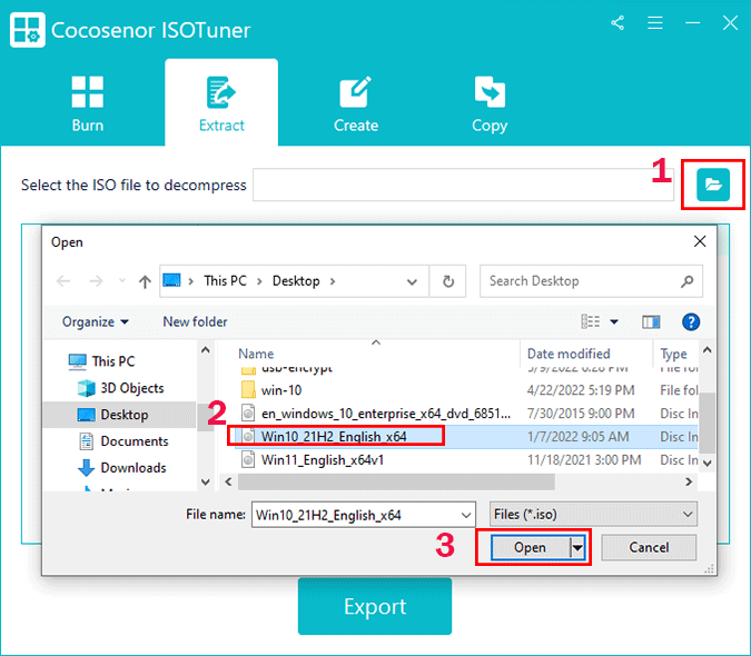 load ISO file to extract