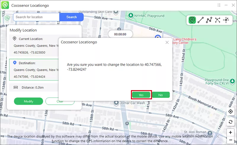 confirm to change location