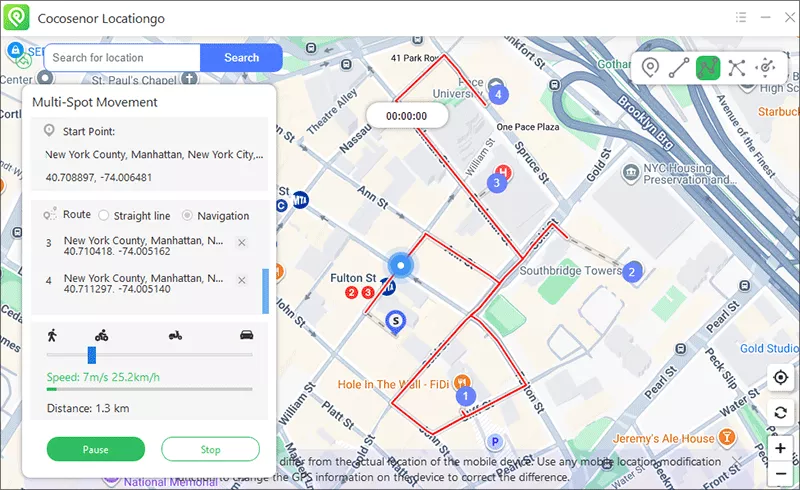 multi-spot movement process