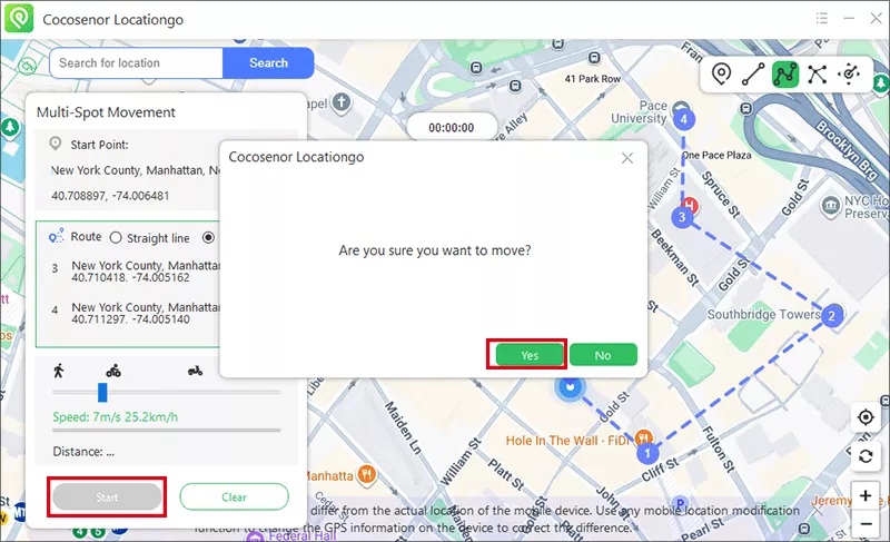 start multi-spot movement