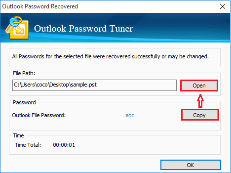 pst file password is recovered