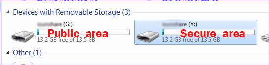 two areas in USB drive