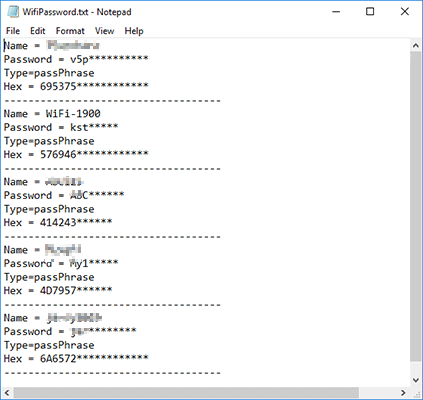 the saved passwords are recovered in text document