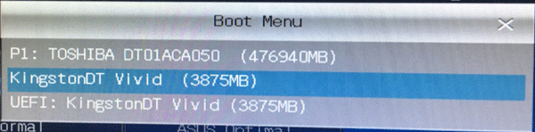 boot menu