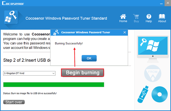 burn to create a password reset disk