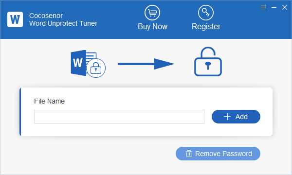 Word Unprotect Tuner interface